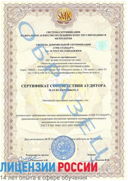 Образец сертификата соответствия аудитора №ST.RU.EXP.00006191-3 Пушкино Сертификат ISO 50001